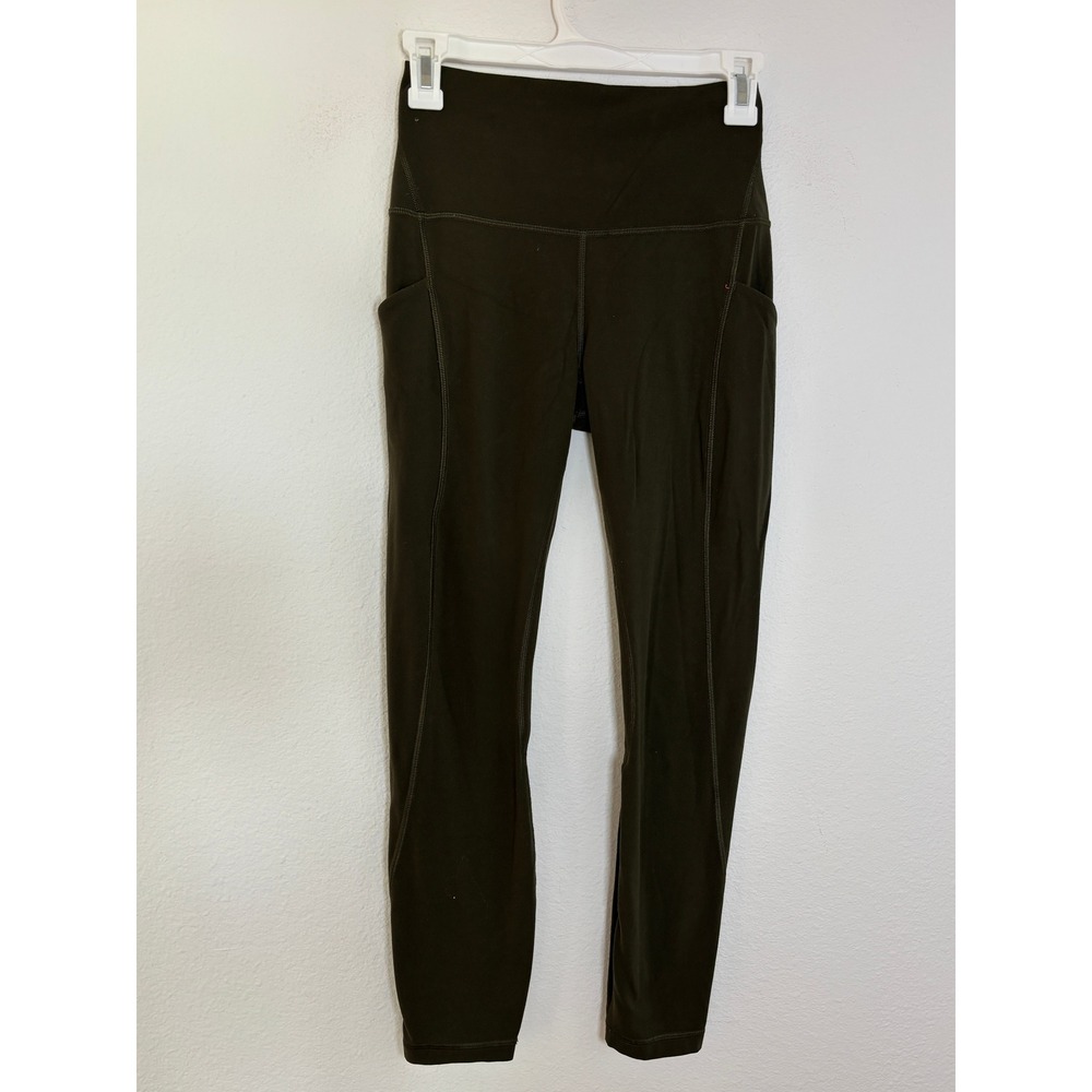 Lululemon High Rise Align Leggings with Pockets Dark Olive Green 25 Inseam